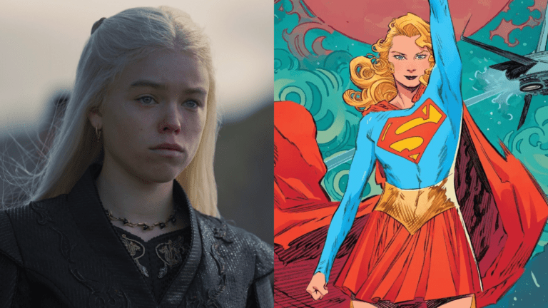 Amidst Confirmation of a Milly Alcock Supergirl casting. This Image shows Milly Alcock in HBO's 'House of the Dragon' next to a Comic Art piece of Supergirl.