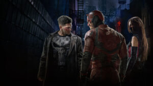 Image of The Punisher, Daredevil, and Elektra.