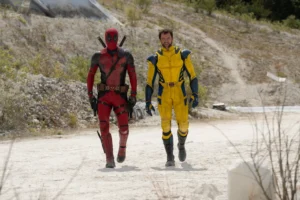 An image of Deadpool & Wolverine walking side by side