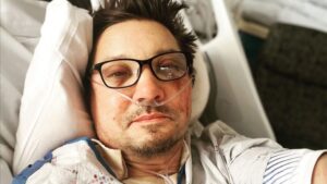 Image of Jeremy Renner recovering from his accident