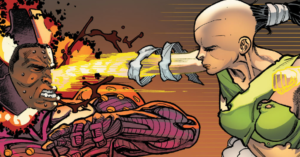 Fen Fei as the Iron Fist punching an enemy