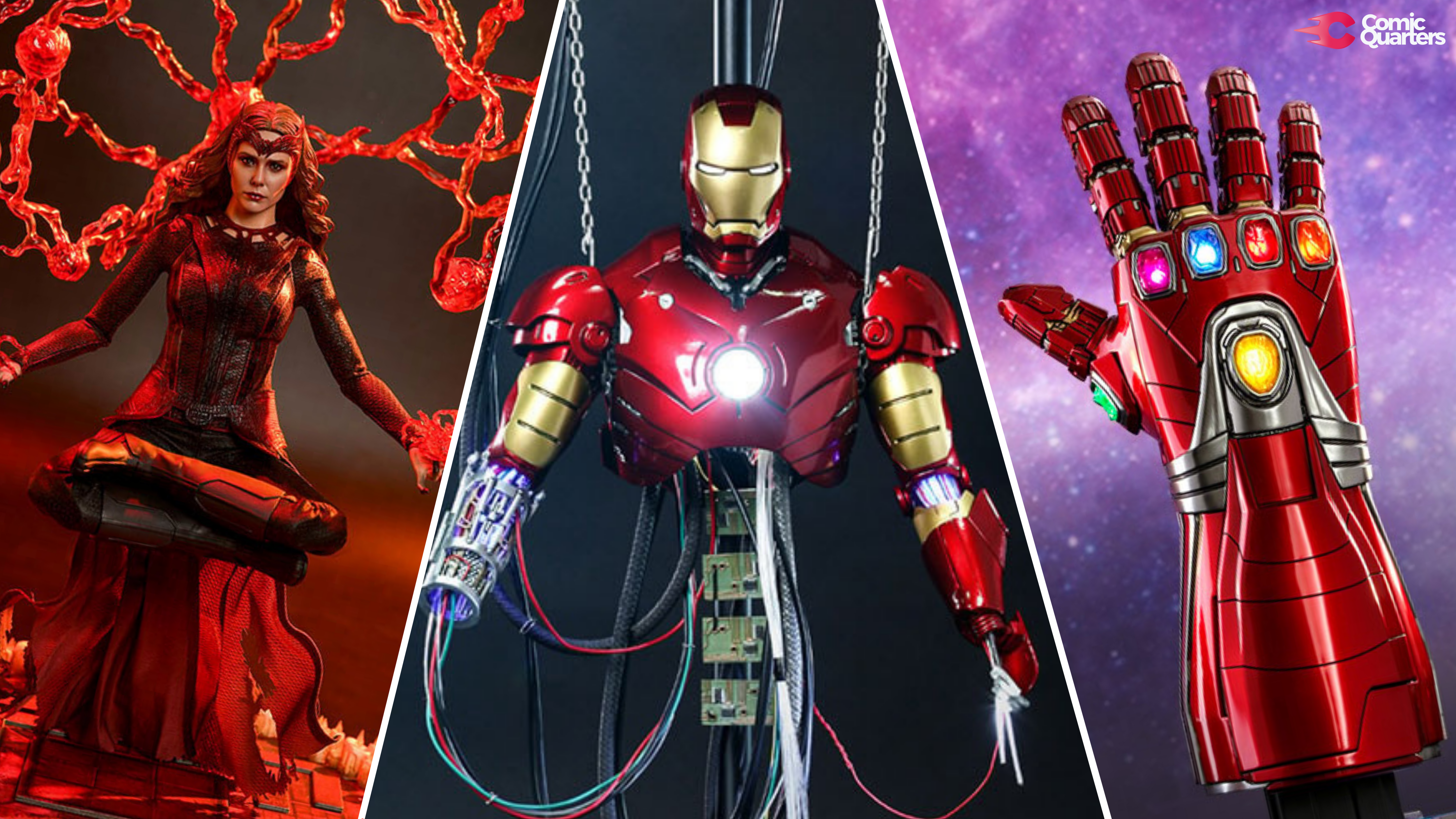 An Image of 3 different Marvel Collectibles by Sideshow.