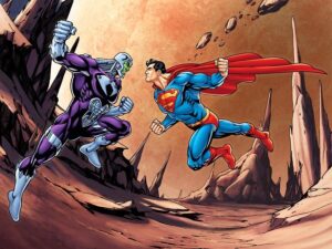 Image of Superman fighting Brainiac